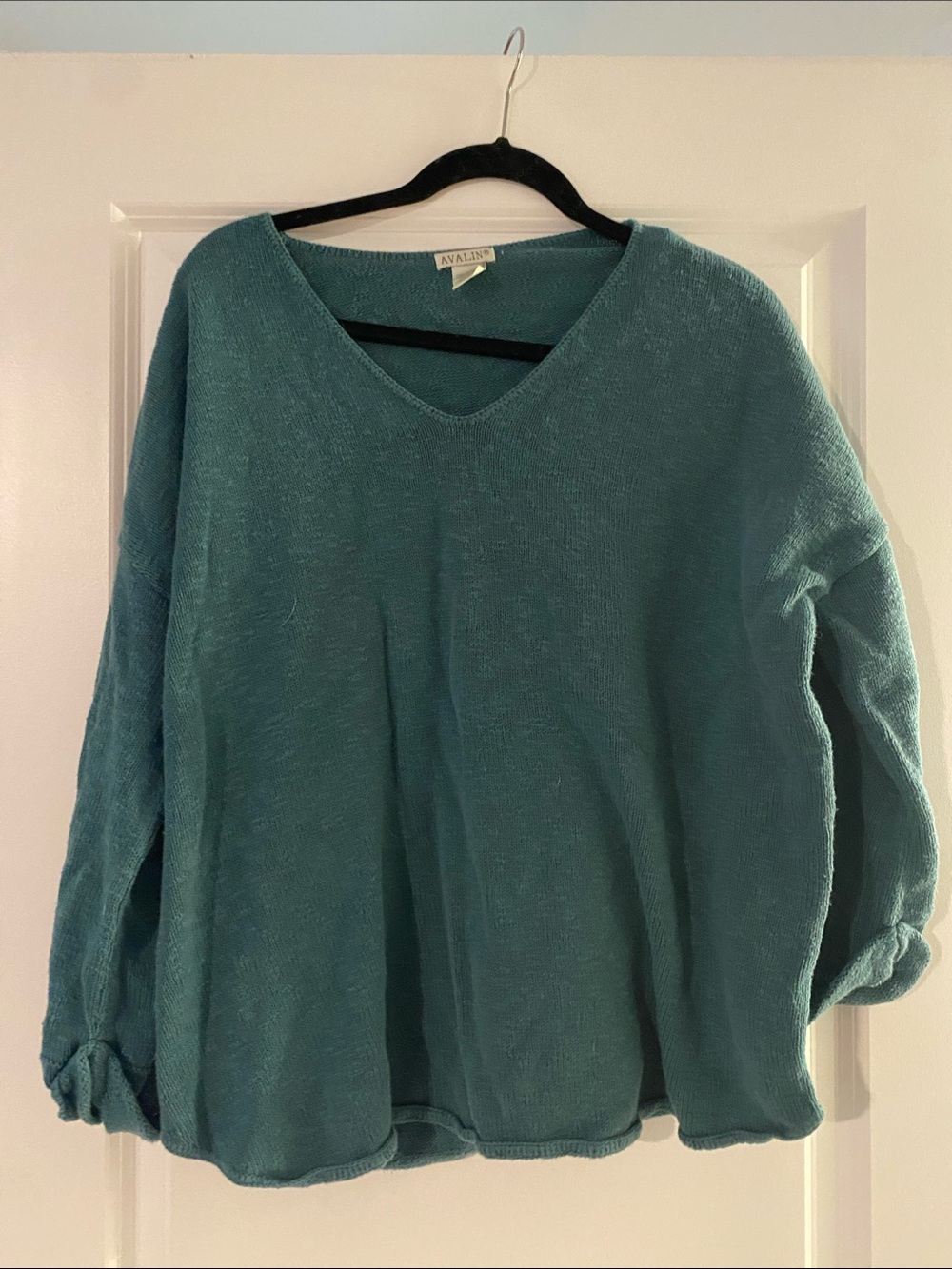 Avalanche Teal Green V-Neck Women's Sweater